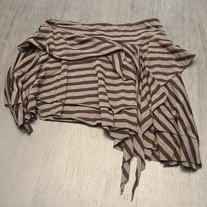 Small Le Chateau Brown Stripe Asymmetrical Skirt